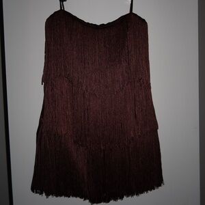 Zara FRINGED STRAPLESS DRESS
